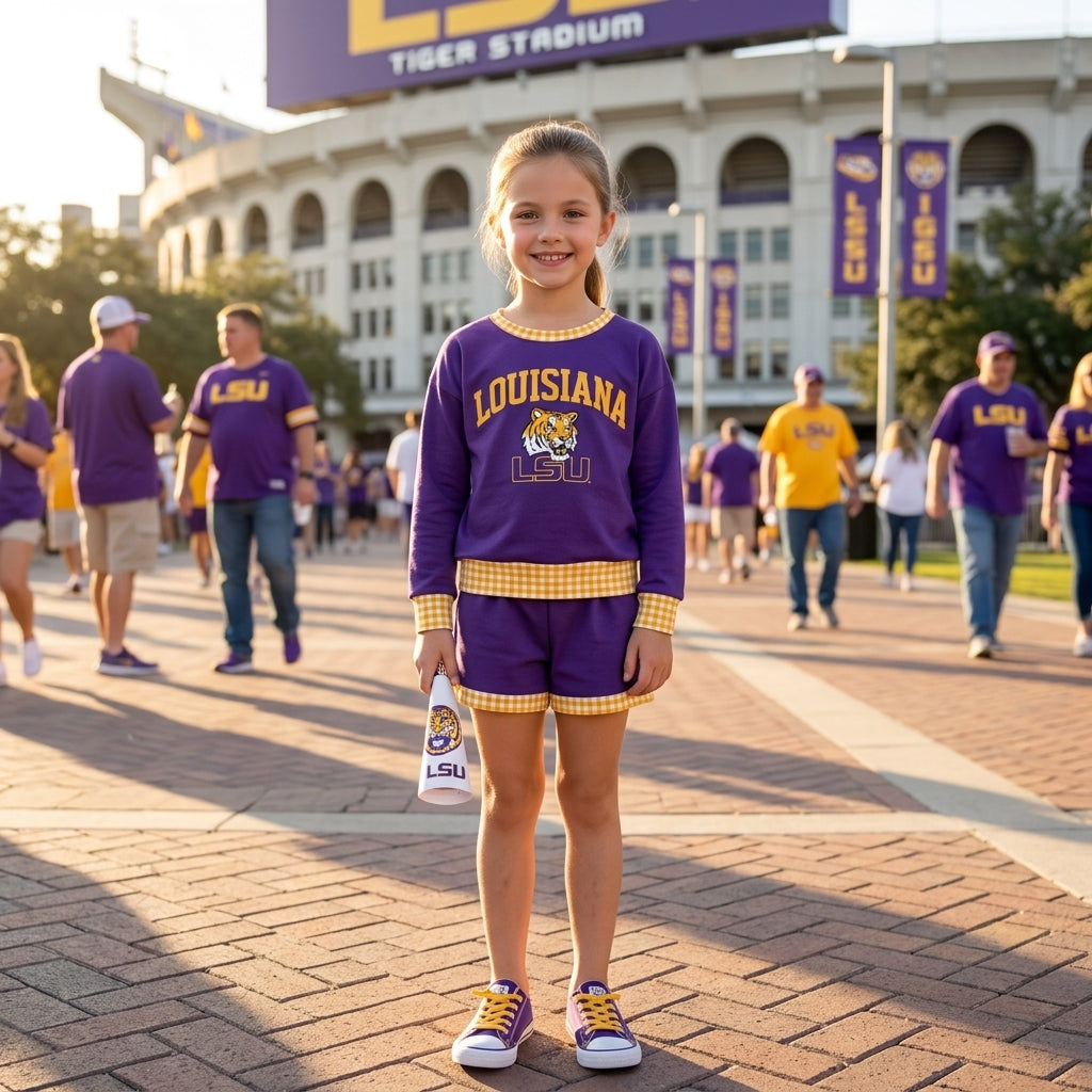 GLS0166 Vinyl School Team LOUISIANA Girls Shorts Set