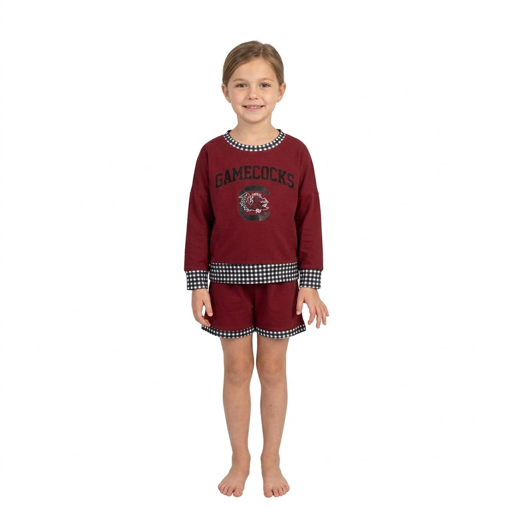 GLS0169 Vinyl School Team GAMECOCKS Yoga Girls Shorts Set