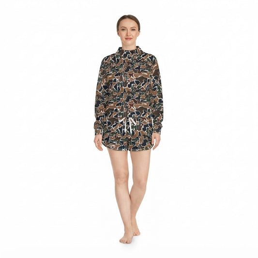 GLS0185 Hunting Camo Middle Neckline Yoga Adult Women's Shorts Set