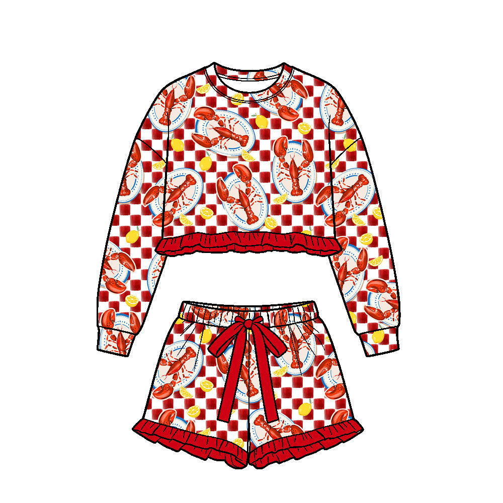 Preorder MOQ 5 pcs Each Style Mardi Gras Crawfish Plaid Kids Matching Clothes