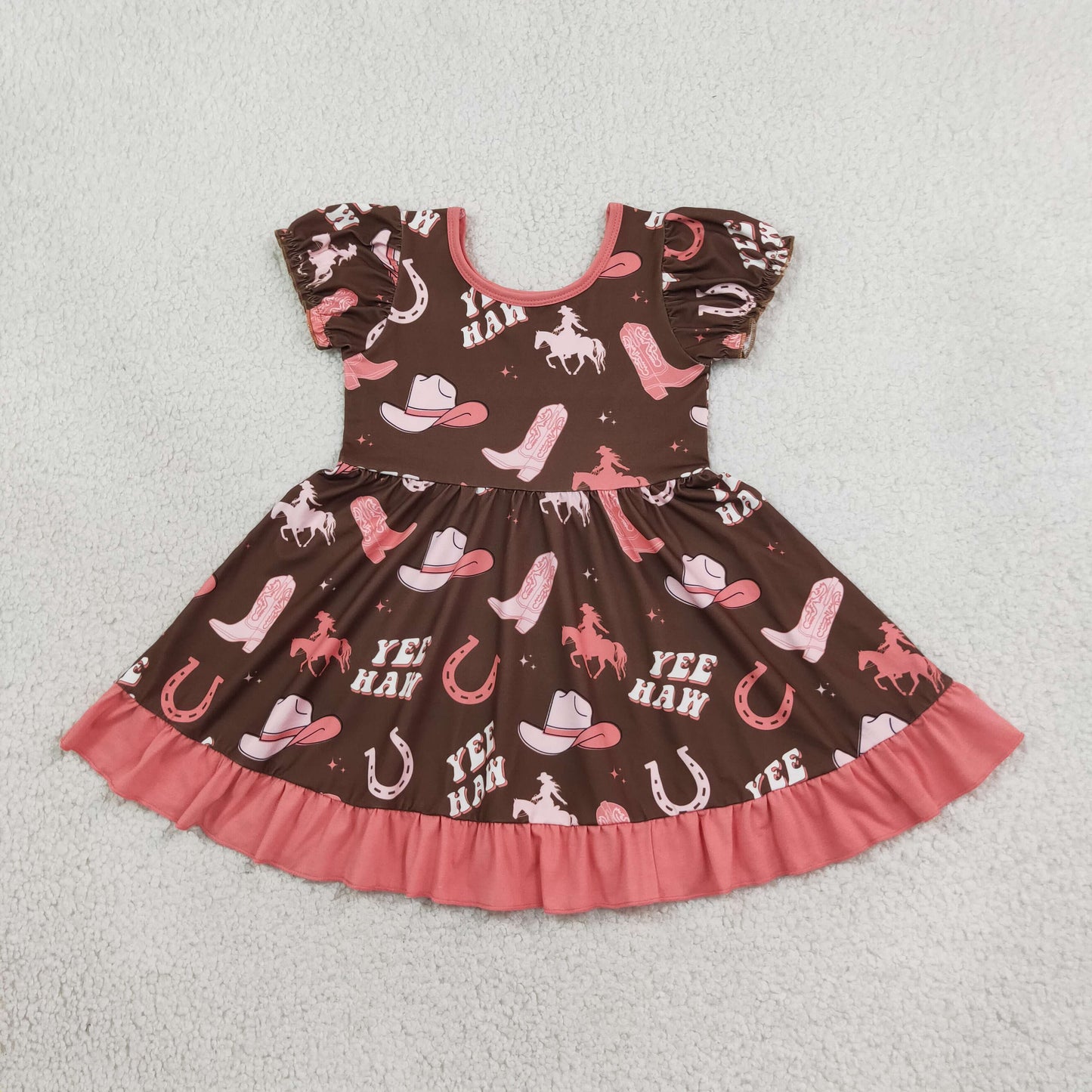 GSD0748 Western Cowgirls Coral Red Girls Dress