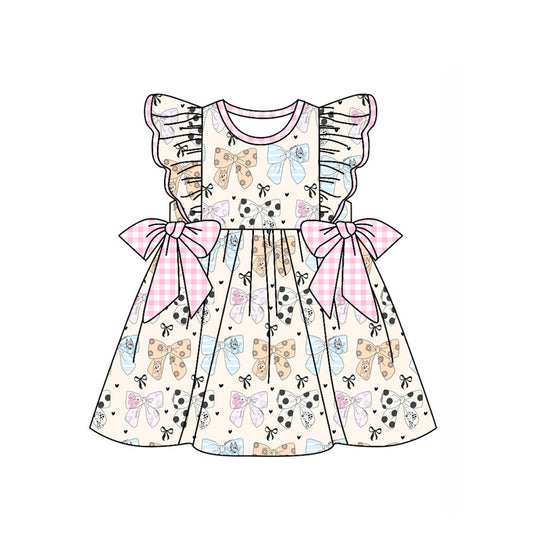 pre-order colorful bow print short sleeve Girls dress GSD1640