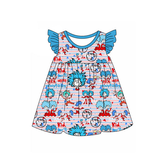 pre-order cartoon print short sleeve Girls dress GSD1645