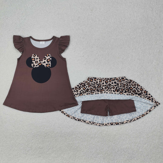 brown leopard flying sleeve Suit Summer Set