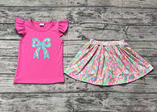 pre -order pink bow embroidery girls Summer setGSD1688