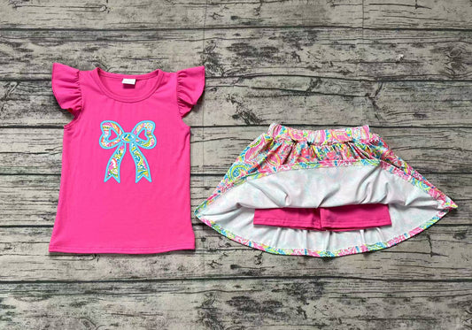 pre -order pink bow embroidery girls Summer setGSD1688