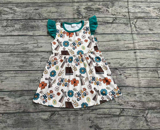 pre-order Flowers books print short sleeve Girls dress GSD1742