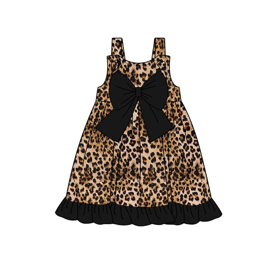 pre -order Leopard bow Short Sleeve girls set GSD1992