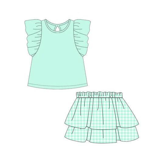pre -order cyan Short Sleeve girl set GSD2000