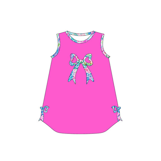 pre -order sea grass bow print smile girls dress GSD2006