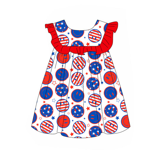 pre -order stripe stars print smile girls dress GSD2007