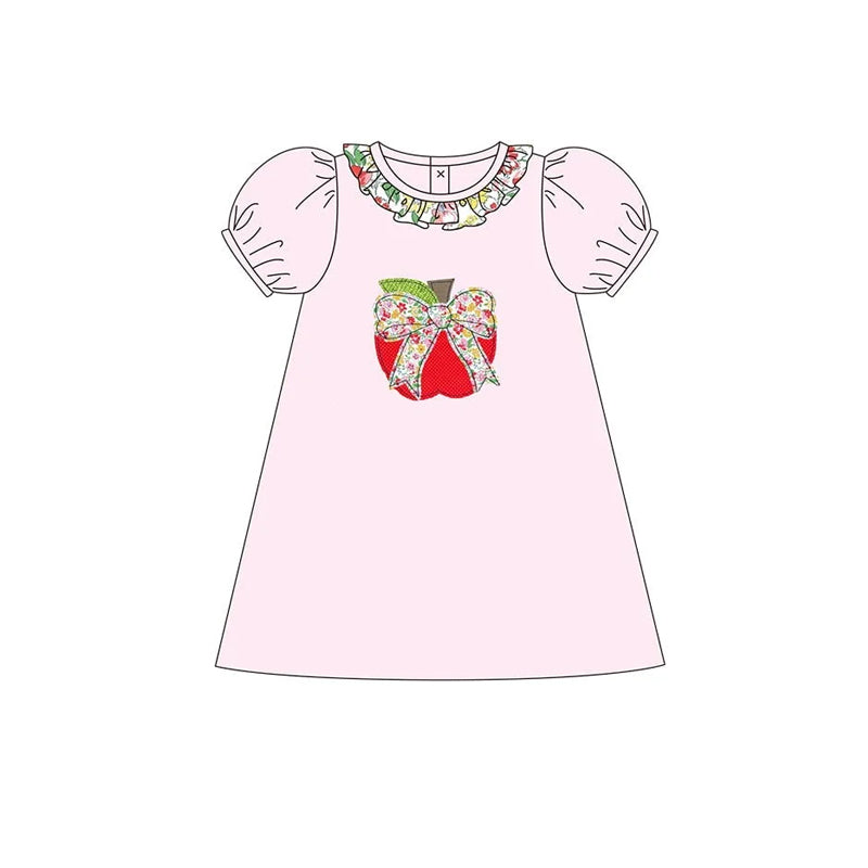 pre -order pink bow apple short Sleeve girls set GSD2015
