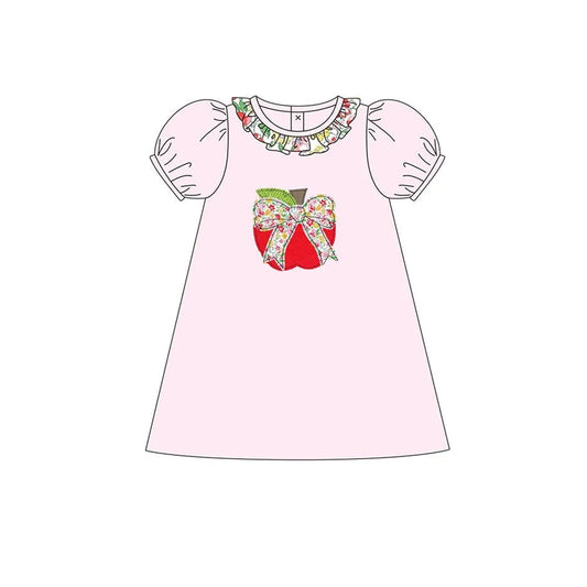 pre -order pink bow apple short Sleeve girls set GSD2015