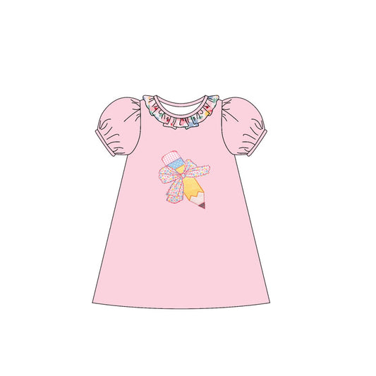 pre -order pink  bow pencil short Sleeve girls set GSD2017
