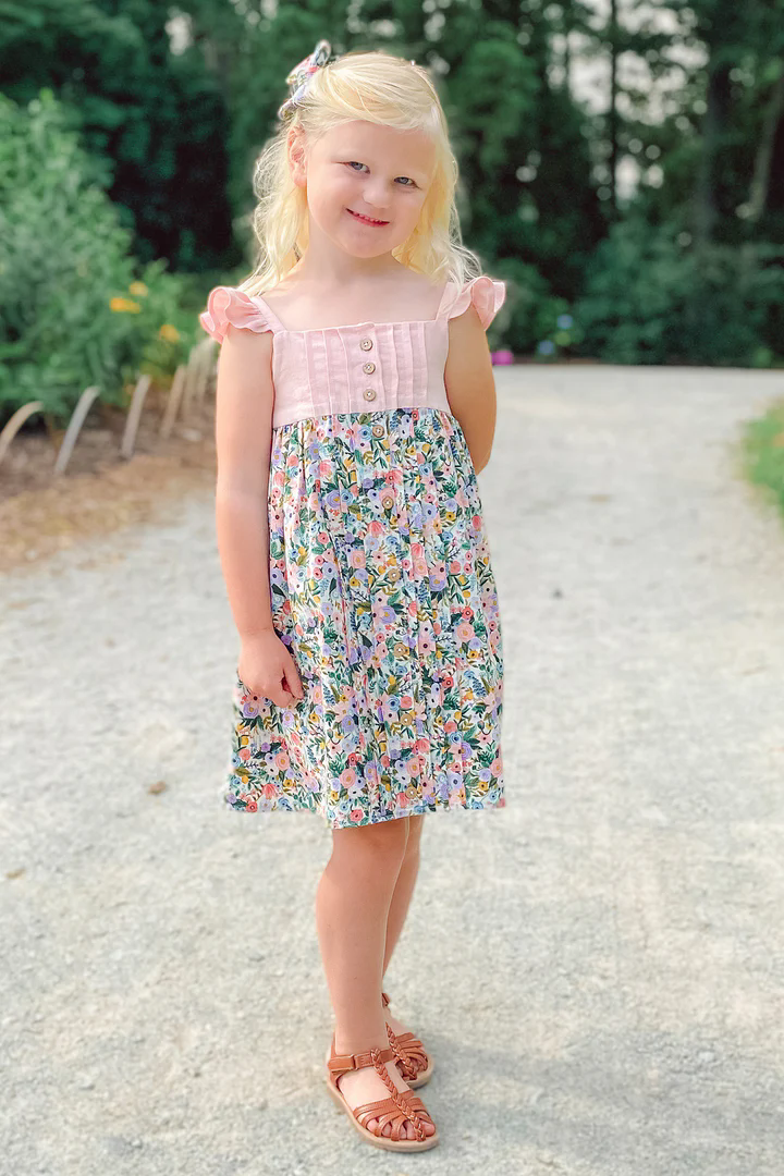 pre -order pink flowers Sleeveless girls set GSD2019