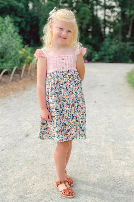 pre -order pink flowers Sleeveless girls set GSD2019