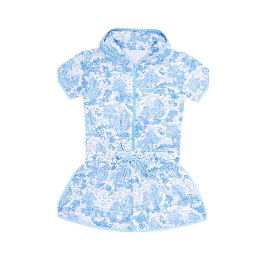 pre -order blue floral pattern short Sleeve girls set GSD2020