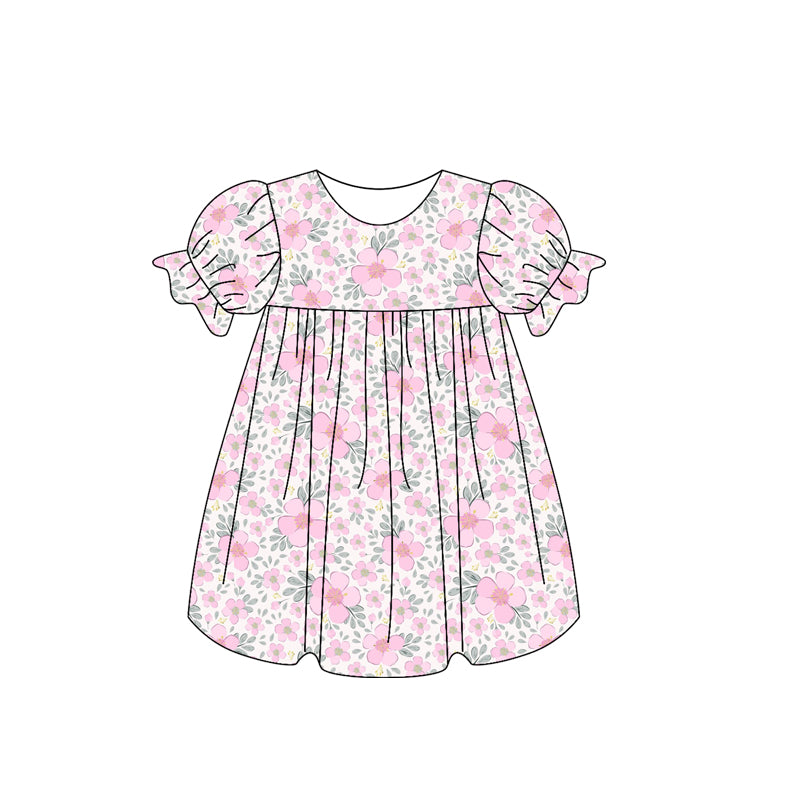 pre -order pink flowers short Sleeve girls set GSD2026