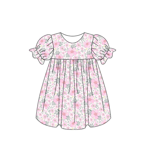 pre -order pink flowers short Sleeve girls set GSD2026
