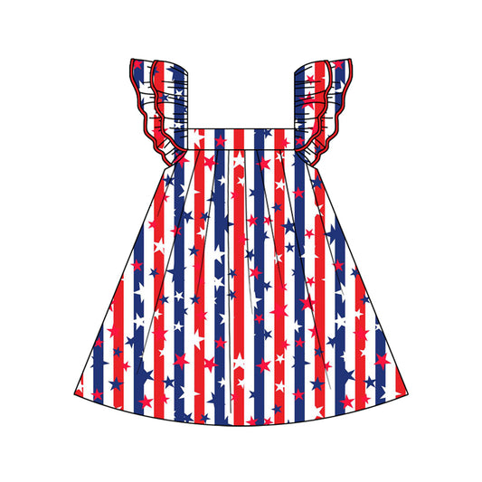 pre -order 4th of July blue stars stripe Sleeveless girls set GSD2031