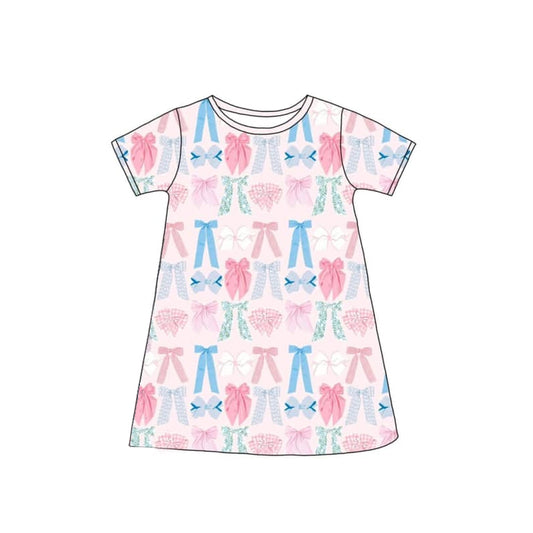 pre -order colorful  bow short Sleeve girls set GSD2035