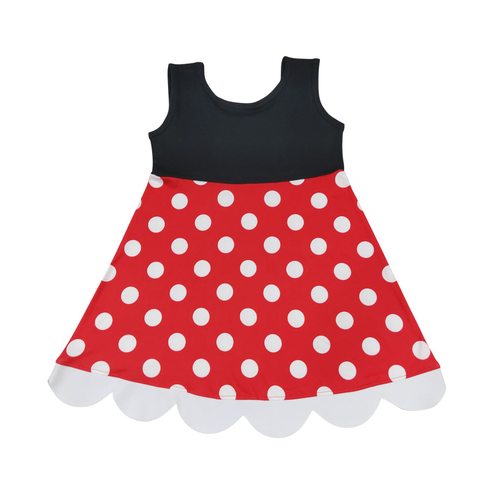 Red Dots Scalloped Girls Dress GSD2037
