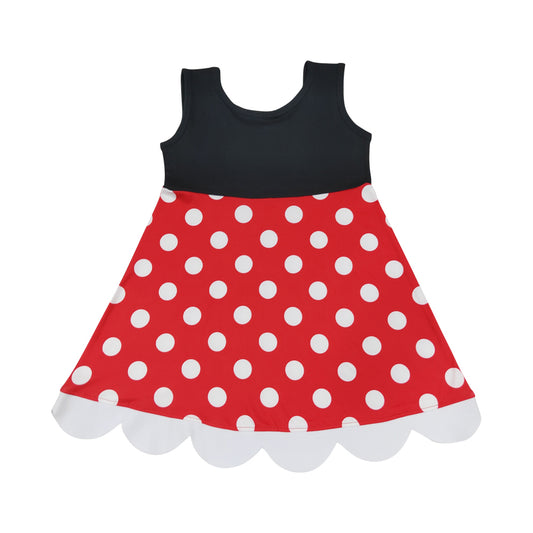 Red Dots Scalloped Girls Dress GSD2037