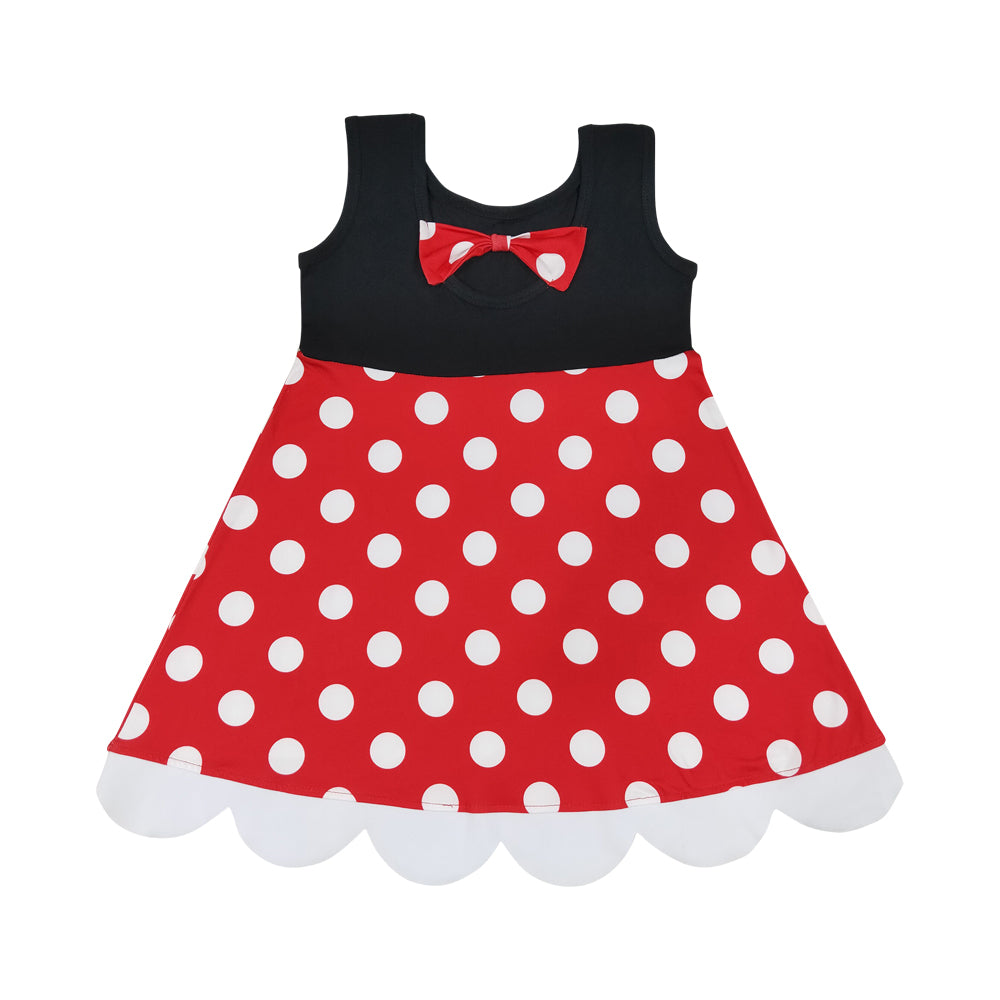 Red Dots Scalloped Girls Dress GSD2037