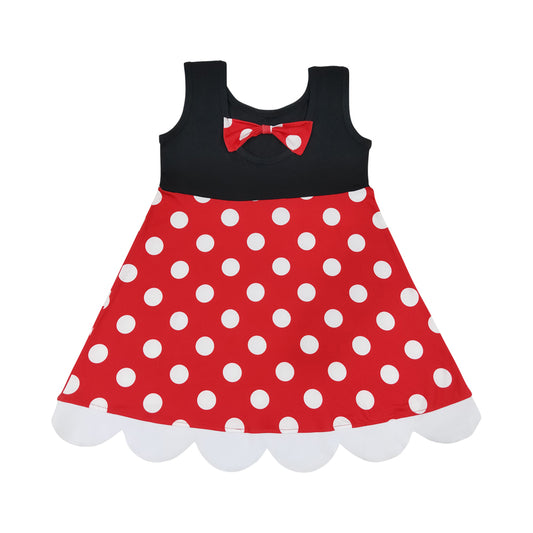 Red Dots Scalloped Girls Dress GSD2037