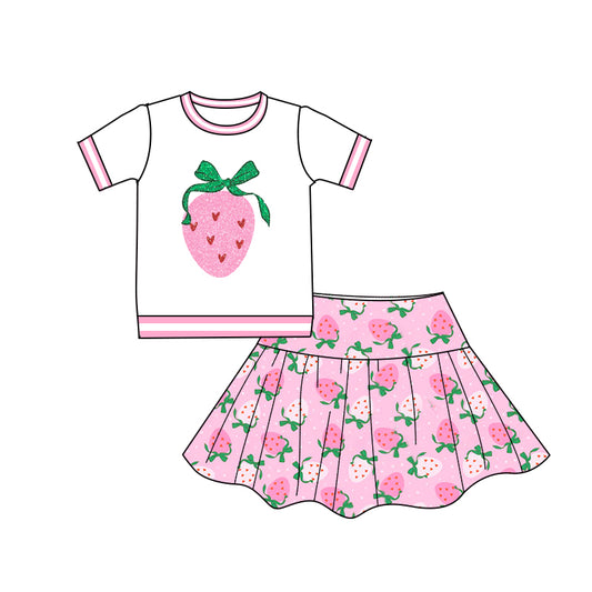 pre -order pink strawberry short Sleeve girls yoga set GSD2039