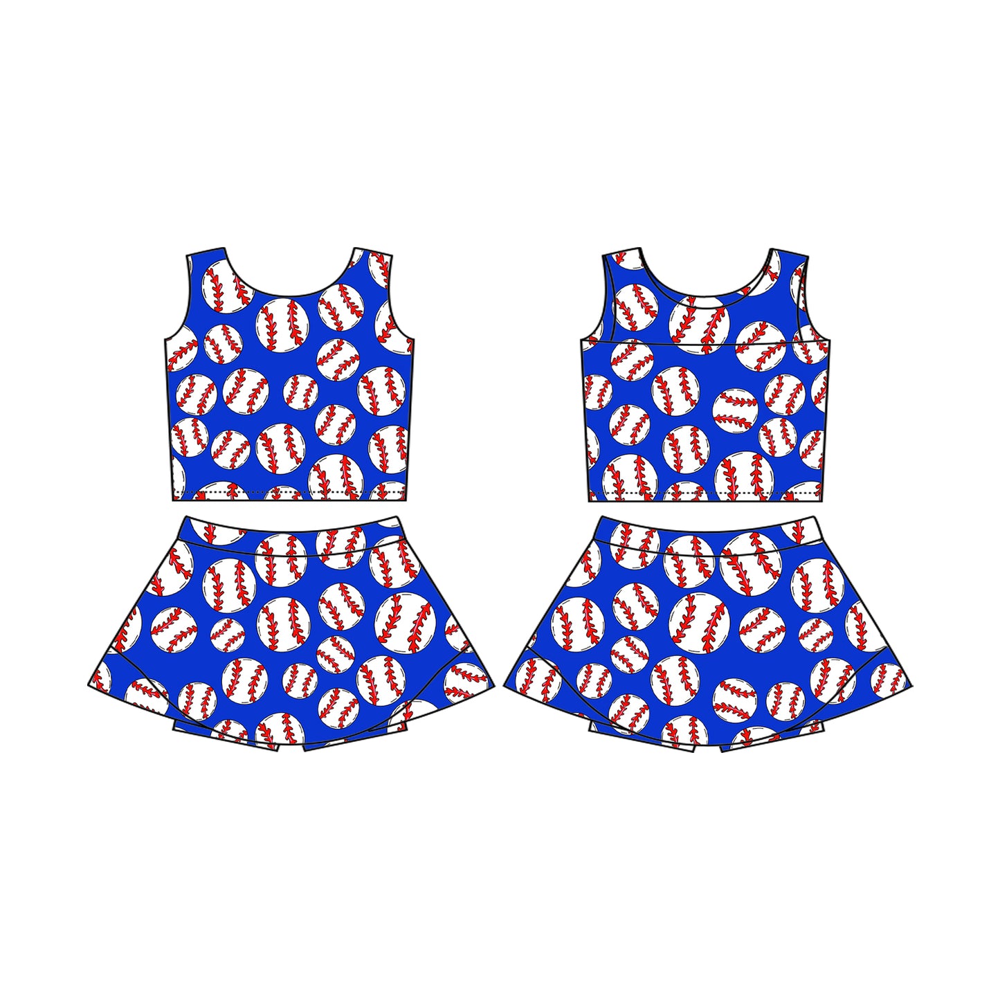 pre -order baseball blue Sleeveless girls yoga set GSD2040