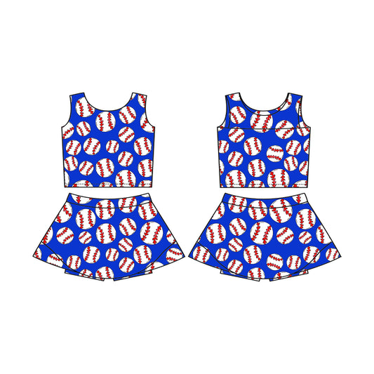 pre -order baseball blue Sleeveless girls yoga set GSD2040