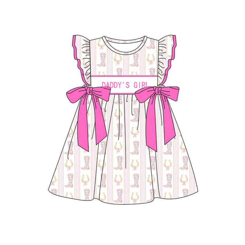 pre -order daddy's girl pink western pattern girls set GSD2053