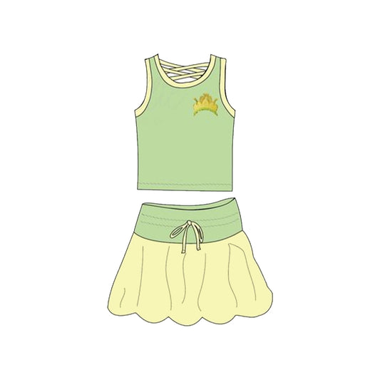 pre -order green print Sleeveless girl set GSD2071