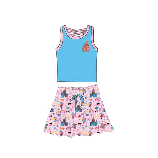 pre -order cartoon  print Sleeveless girl set GSD2072