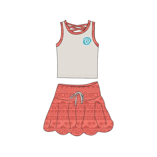 pre -order sea wave print Sleeveless girl set GSD2073
