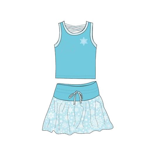 pre -order snowflake print Sleeveless girl set GSD2074