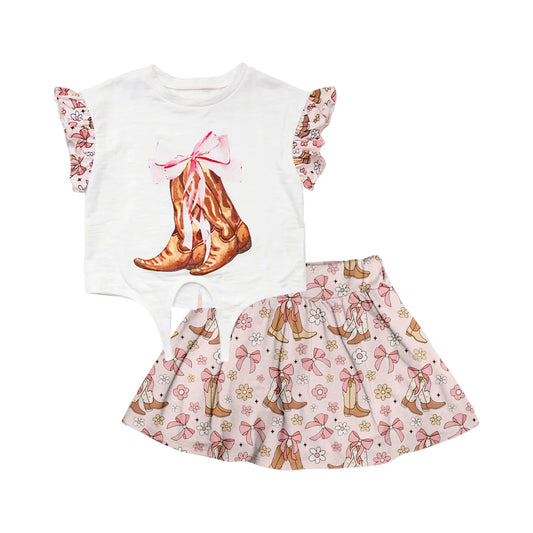 pre -order boots print Sleeveless girl set GSD2078