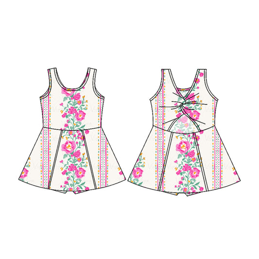 pre -order flowers print Sleeveless yoga girls set GSD2085