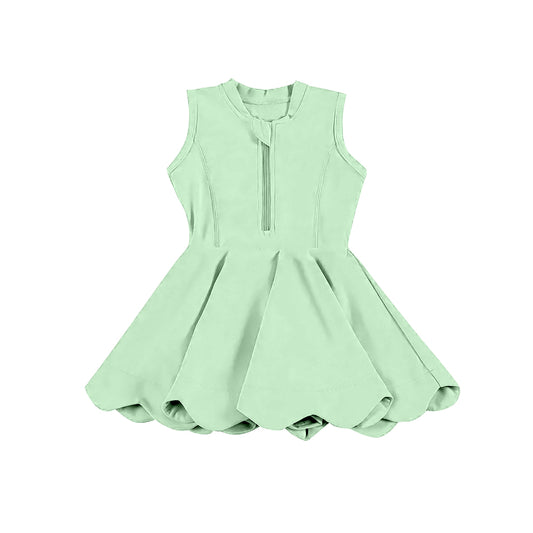 pre -order green print Sleeveless yoga girls zipper set GSD2089