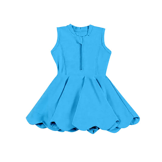 pre -order blue print Sleeveless yoga girls zipper set GSD2090