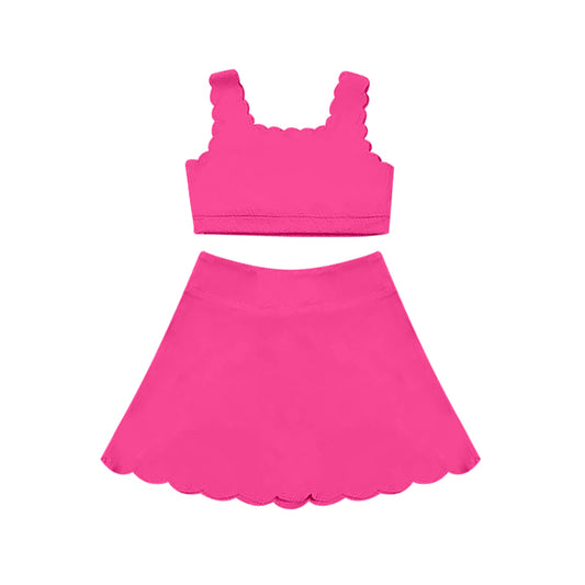 pre -order rose pink print Sleeveless yoga girls set GSD2093