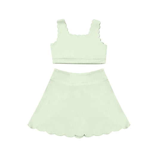 pre -order green print Sleeveless yoga girls set GSD2094