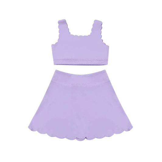 pre -order purple print Sleeveless yoga girls set GSD2095