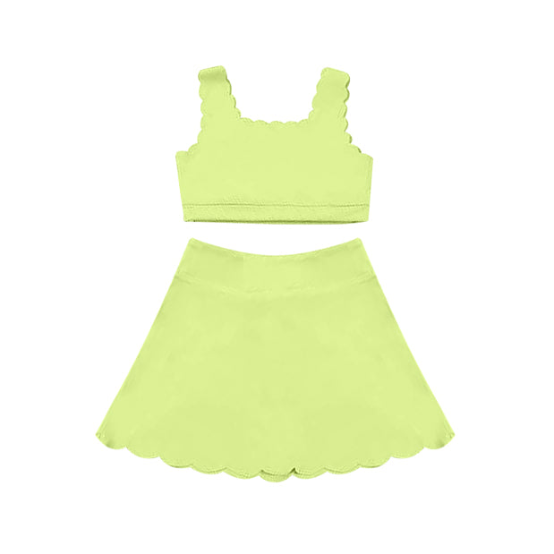 pre -order grass green  print Sleeveless yoga girls set GSD2097
