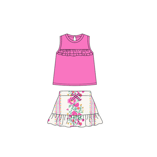 pre -order flowers print Sleeveless girls set GSD2104