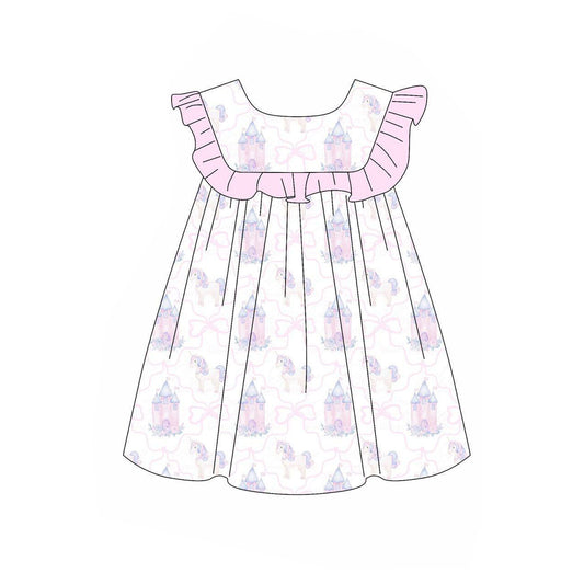 pre -order csatle bows print short Sleeve girls set GSD2105