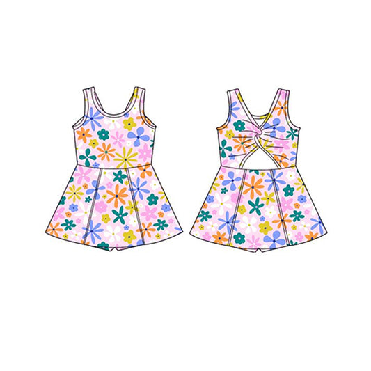 pre -order colorful flowers  print Sleeveless girl yoga set GSD2113