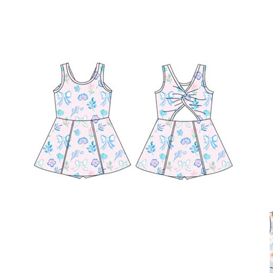 pre -order pink flowers  print Sleeveless girl yoga set GSD2115