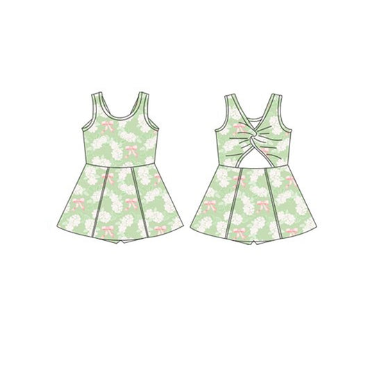 pre -order green flowers  print Sleeveless girl yoga set GSD2116